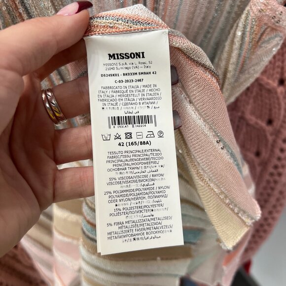 $1120 Missoni Multi Sequin Pleated Striped Lurex Tank Top size IT 42/6 - Picture 10 of 10